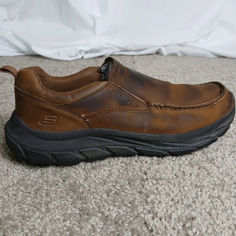 Skechers Mens 10.5 Extra Wide Fit Air cooled Brown Slip On Loafers 205312WW CDB